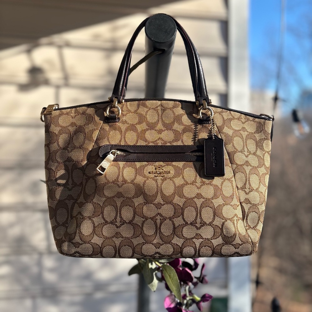 Coach Prairie Satchel in Signature Jacquard | 58875 | Brown Hangtag | GUC